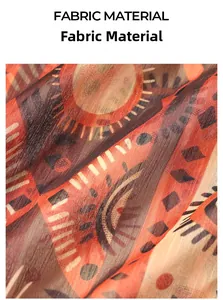 Makroaufnahme von Chiffon-Stoff mit Boho-Print, Sonnenmuster und transparenter Textur