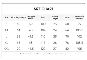 Detailed size chart for women ice silk pajama set with dimensions from S to XXL