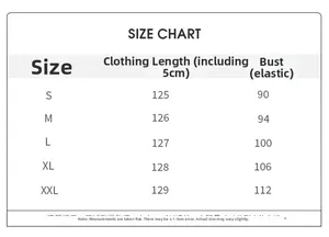 Tableau des tailles détaillé pour chemise de nuit en soie glacée de S à XXL