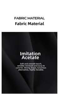 Détail du tissu en acétate noir luxueux montrant une texture lisse et infroissable