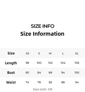 Tableau des tailles pour chemise de nuit en dentelle avec mesures en cm du XS au XL