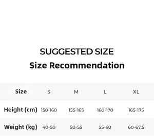 Size chart table for sexy lace nightgown showing height and weight recommendations
