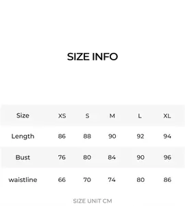 Detailed size chart for sexy V-neck backless nightdress with measurements in CM