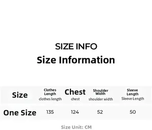 Size information chart for luxury feather bathrobe and loungewear set in CM
