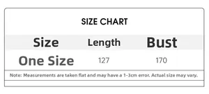 Size chart showing length 127cm and bust 170cm for the satin print robe