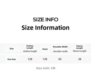 Size guide for the printed satin long bathrobe featuring detailed CM measurements