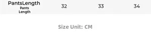 Size chart showing pants length measurement data in CM for vintage satin pajama set