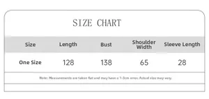 Detailed size chart for elegant satin chiffon bathrobe with measurements in centimeters