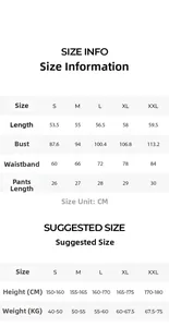 Size chart for ice silk pajama set with lace trim including measurements and fit suggestions