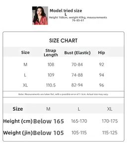 Tableau des tailles détaillé pour nuisette en satin avec mensurations et conseils