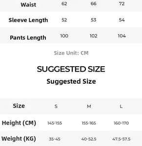 Detailed size chart for satin heart print pajamas including waist and length dimensions