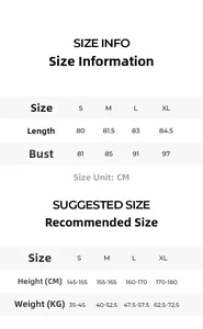 Detailed size chart for lace satin nightdress showing measurements from S to XL