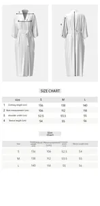 Size chart for lace satin nightdress showing measurements for length, bust, and sleeves