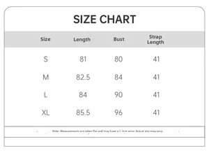 Size chart showing S-XL measurements for elegant backless ice silk nightdress