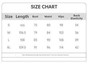 Detailed size chart for women's silk nightgown showing length bust and waist measurements