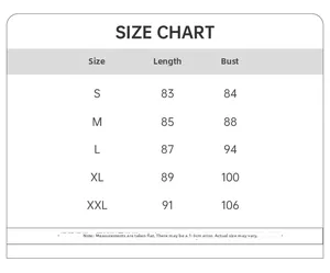 Detailed size chart for women's ice silk nightgown showing length and bust measurements