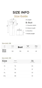 Tableau des tailles pour pyjama en satin jacquard avec mesures de longueur et buste