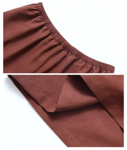 Detail of elastic waist stitching and high-quality seam work on brown men's cloud cotton robe