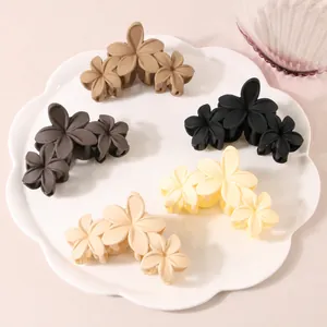 Pince À Cheveux Fleur Mate Design 3 Pétales Grande Antidérapante Givrée Accessoires De Coiffure Vintage Pour Femmes