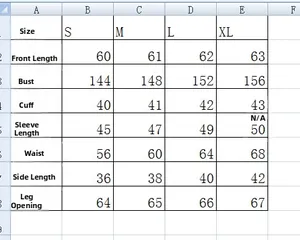 Tableau des tailles détaillé pour pyjama imprimé femme avec mesures du S au XL en cm