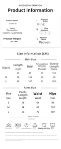 Guide des tailles et conseils d'entretien pour pyjama rose 100% coton avec des volants