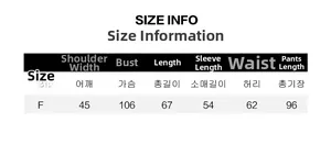 Size info for air cotton pajamas set including shoulder, chest, and length measurements
