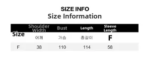 Size information chart for long sleeve nightgown showing chest and length in centimeters
