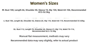 Detailed size chart for women's short-sleeve cotton gauze pajama set from size M to XL