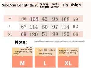 Detailed size chart for heart print cotton pajamas including M, L, and XL dimensions