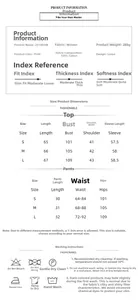 Size guide for women cotton pajama set showing dimensions for top and shorts in S-L