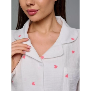 White lace trim camisole set with heart print and soft cotton texture for summer wear