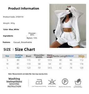 Detailed size chart for the casual two-piece linen blend shirt and shorts set