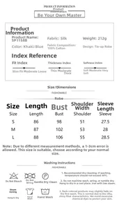 Size chart for 100% cotton crepe short sleeve bathrobe with detailed S/M/L dimensions