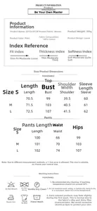 Size chart for heart print cotton pajama set with detailed top and pants measurements