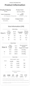 Detailed size chart for the women's three-piece knitted loungewear set in apricot and white