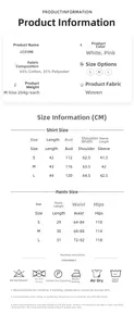 Detailed size chart for women's knit pajama set including top and shorts measurements