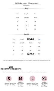 Detailed size guide for knitted pajama set showing chest, waist and height measurements