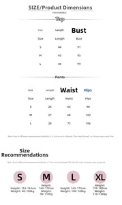 Size guide for knit hollow pajama set including top, pants, and height weight recommendations