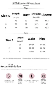 Size chart for knit cardigan and lace shorts loungewear set with detailed measurements