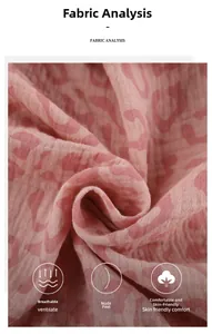 Macro detail of breathable pink leopard print cotton fabric with wrinkled texture