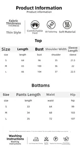 Detailed size chart for women's heart print short sleeve cotton pajama set in cm