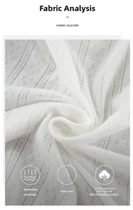 Detail of white pointelle knit fabric showing breathable hollow textures and soft drape