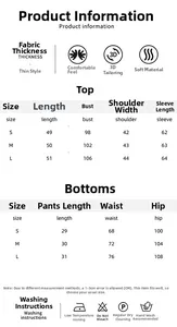 Detailed size guide for knitted long sleeve top and shorts lounge set from S to L