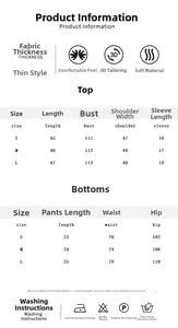 Guide des tailles détaillé pour ensemble pyjama femme avec mesures haut et bas en CM