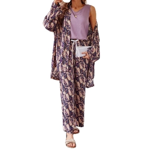 Ensemble de pyjama 3 pièces pour femme avec imprimé paisley, gilet et pantalon large