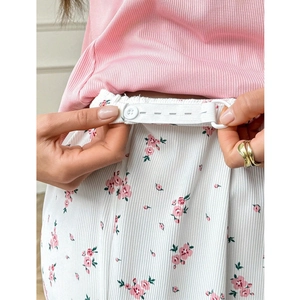 Set pigiama premaman 3 pezzi a fiori con vita elastica regolabile e tessuto a costine