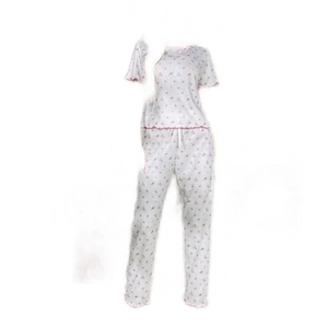 Ensemble pyjama à fleurs avec haut à manches courtes et pantalon à bords ondulés