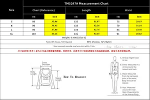 Size chart for summer backless dress with S-XL measurements in cm and inches