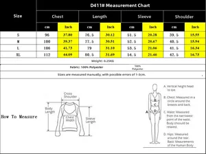 Size chart for long sleeve elegant blouse model D411 with S-XL measurements and guide