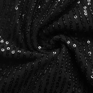 Macro shot of black sequins on mesh fabric showing reflective texture and detail